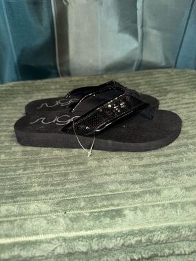 Sugar Black Sequin Thong Sandals for Women